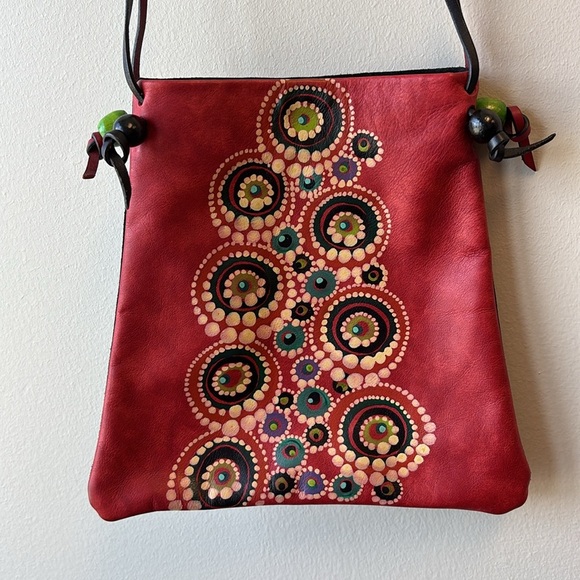 Crossbody Red painted purse Bag - Picture 1 of 6